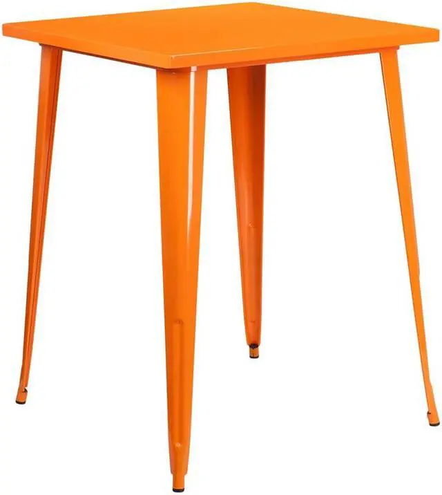 Alt view image 4 of 4 - Flash Furniture Square Bar Height Orange Metal Indoor-Outdoor Table, 31.5''