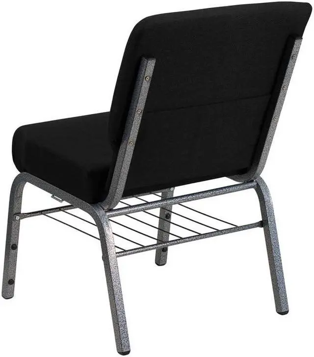 Alt view image 10 of 20 - Flash Furniture Hercules Series Fabric Church Chair, 21", Black/Silvervein