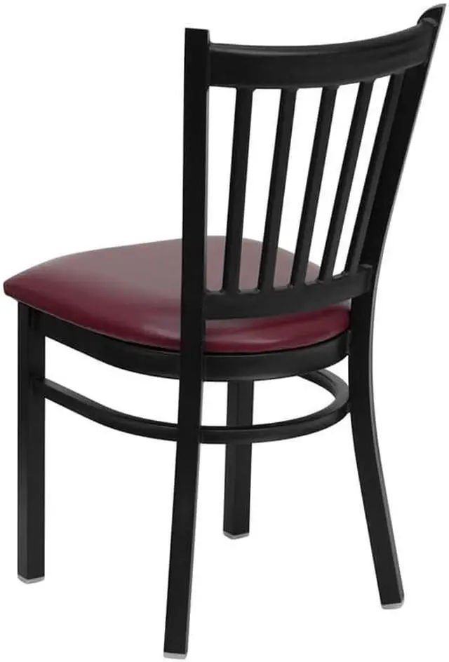 Alt view image 3 of 13 - Flash Furniture XU-DG-6Q2B-VRT-BURV-GG Hercules Series Black Vertical Back Metal Restaurant Chair with Burgundy Vinyl Seat
