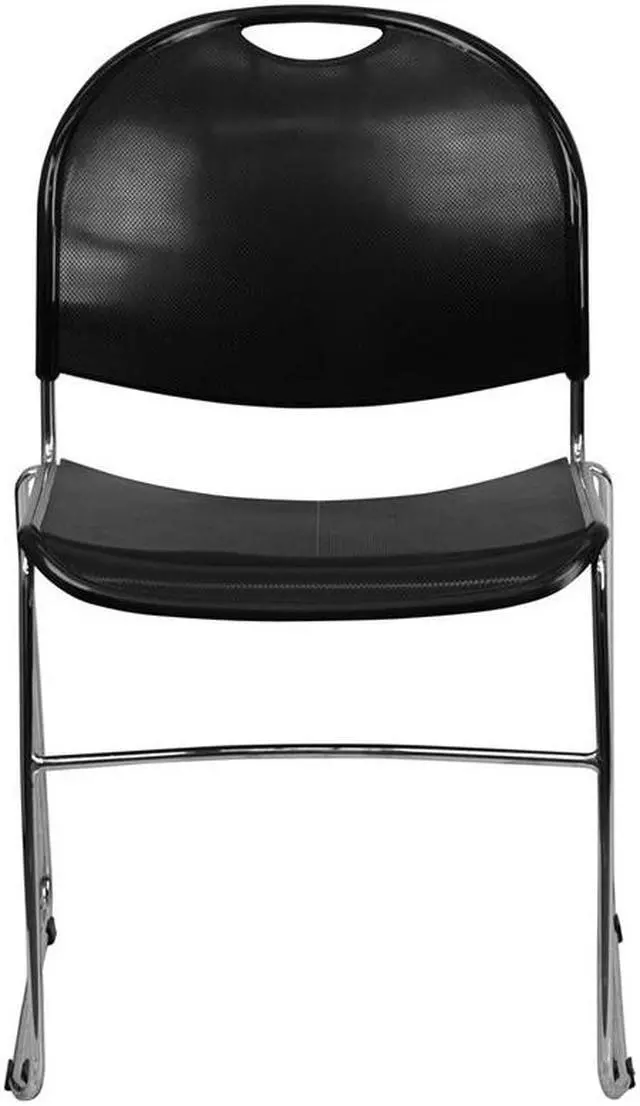 Alt view image 19 of 20 - HERCULES Series 880 lb. Capacity Black Ultra-Compact Stack Chair with Chrome Frame