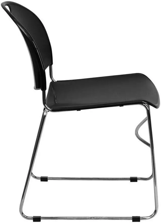 Alt view image 17 of 20 - HERCULES Series 880 lb. Capacity Black Ultra-Compact Stack Chair with Chrome Frame