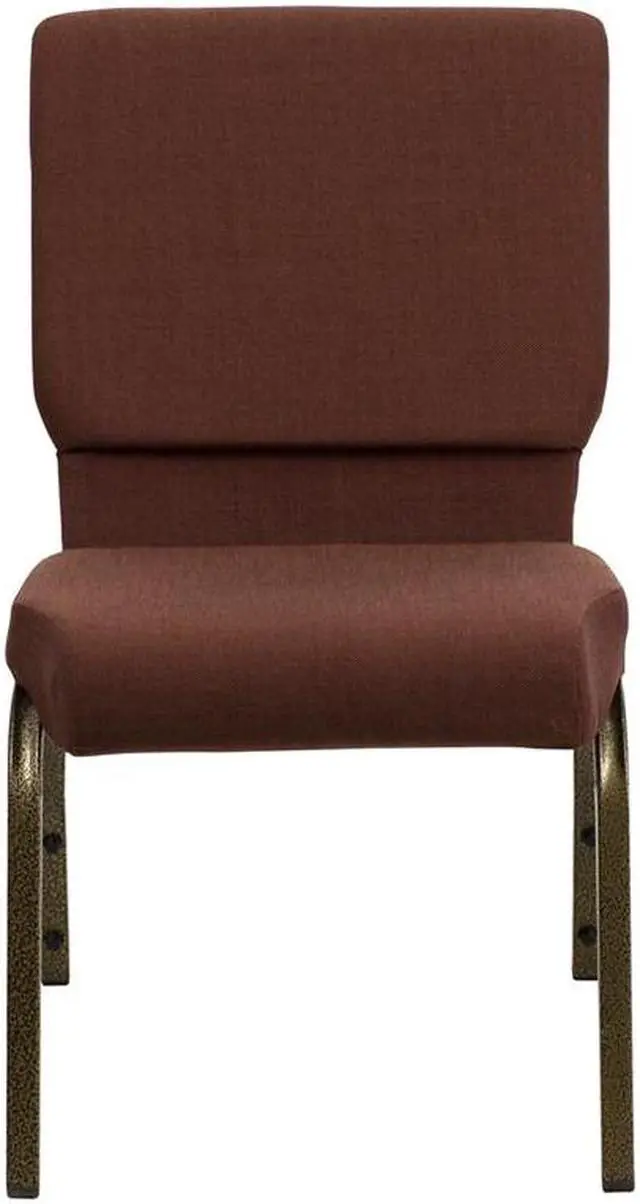 Alt view image 4 of 20 - Flash Furniture FD-CH02185-GV-10355-GG Hercules Series 18-1/2-Inch Wide Brown Stacking Church Chair with 4-1/4-Inch Thick Seat/Gold Vein Frame