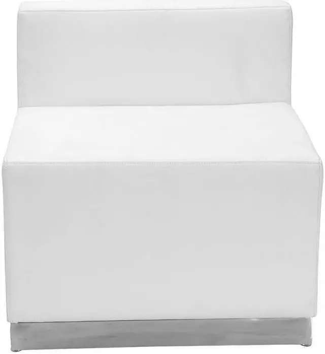 Alt view image 10 of 20 - HERCULES Alon Series Melrose White LeatherSoft Chair with Brushed Stainless Steel Base