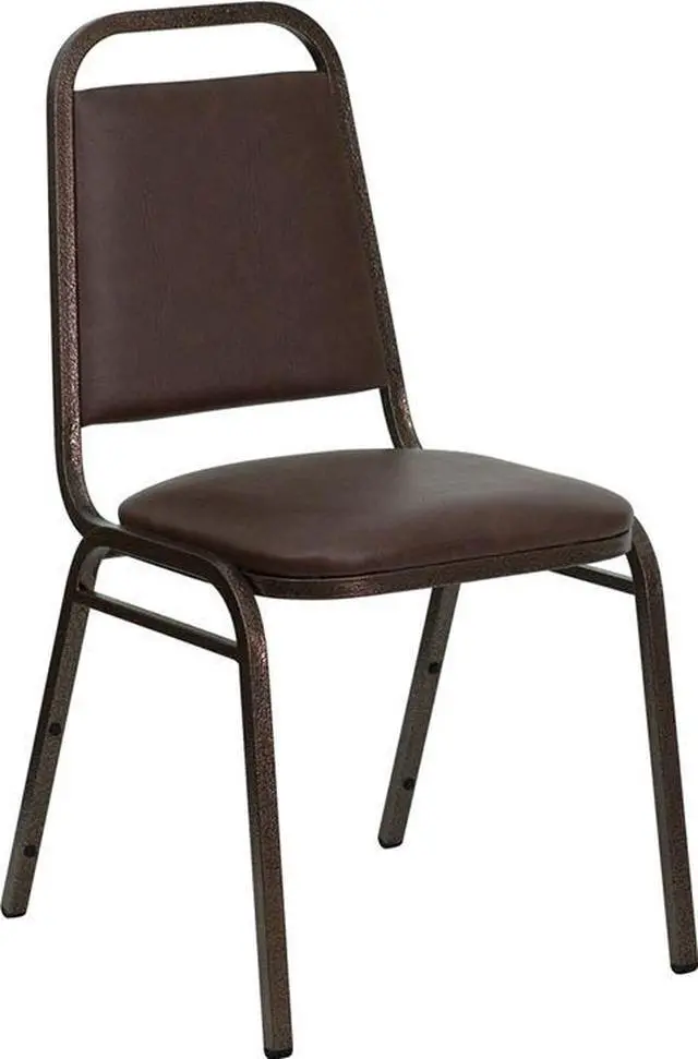 Alt view image 18 of 20 - HERCULES Series Trapezoidal Back Stacking Banquet Chair in Brown Vinyl - Copper Vein Frame