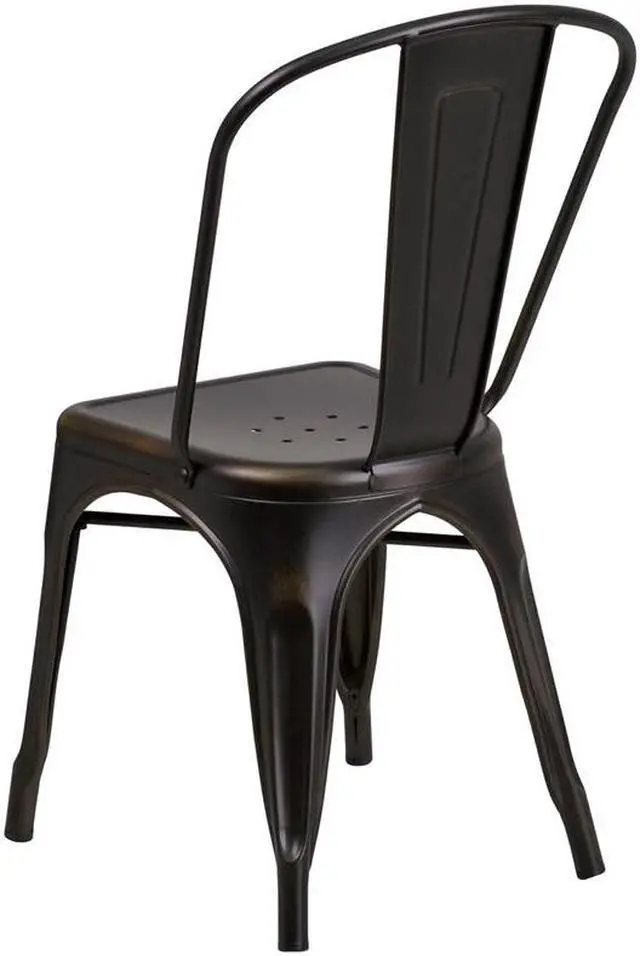 Alt view image 12 of 20 - Flash Furniture Distressed Metal Indoor Stackable Chair, Copper