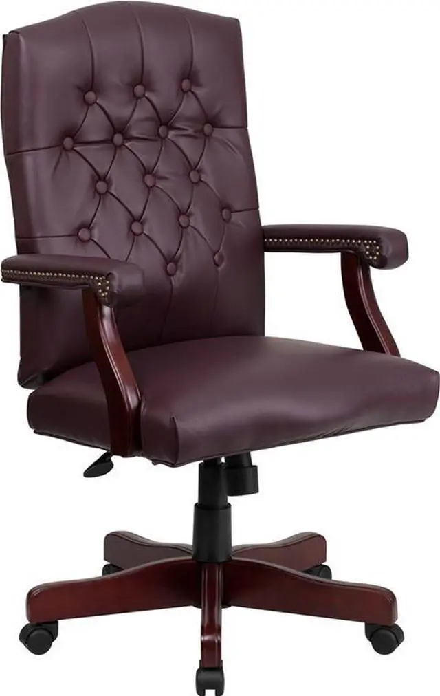 Alt view image 4 of 20 - Martha Washington Burgundy LeatherSoft Executive Swivel Office Chair with Arms