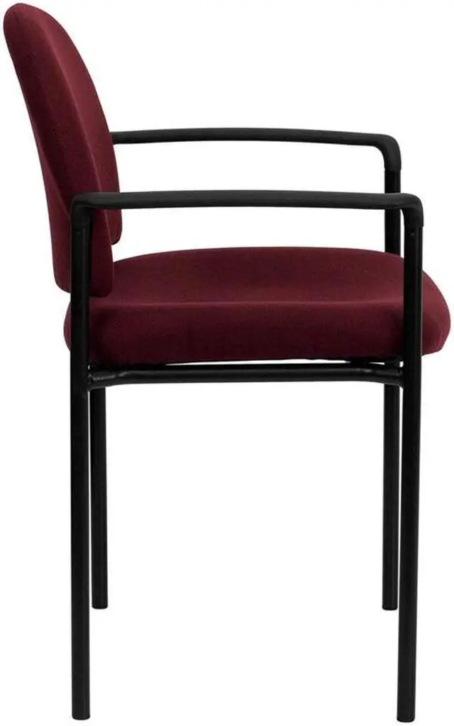 Alt view image 16 of 20 - Comfort Burgundy Fabric Stackable Steel Side Reception Chair with Arms