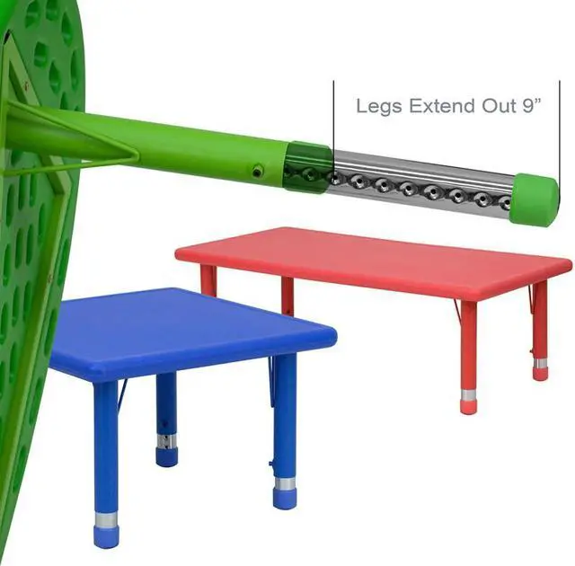 Alt view image 10 of 13 - 33'' Round Red Plastic Height Adjustable Activity Table