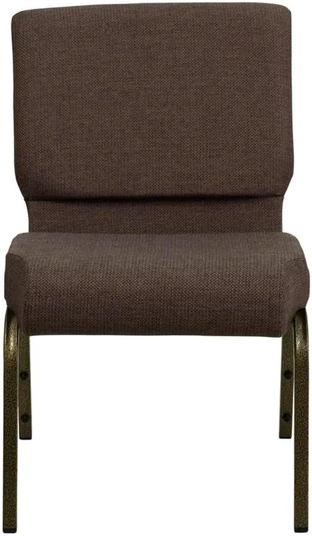 Alt view image 11 of 20 - Flash Furniture FD-CH0221-4-GV-S0819-GG Hercules Series 21-Inch Extra Wide Brown Stacking Church Chair with 4-Inch Thick Seat/Gold Vein Frame
