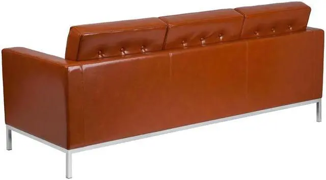 Alt view image 11 of 20 - HERCULES Lacey Series Contemporary Cognac LeatherSoft Sofa with Stainless Steel Frame