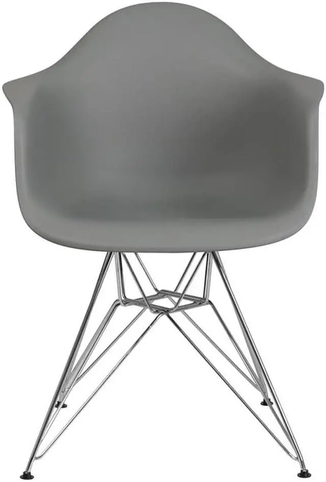 Alt view image 4 of 20 - Alonza Series Moss Gray Plastic Chair with Chrome Base