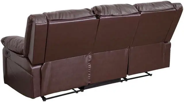 Alt view image 18 of 19 - Harmony Series Brown LeatherSoft Sofa with Two Built-In Recliners