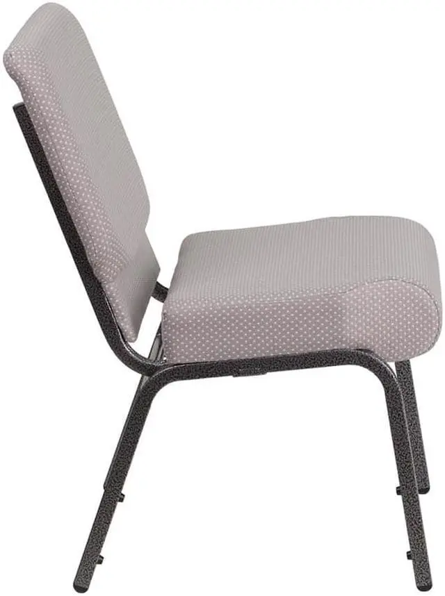 Alt view image 2 of 20 - Flash Furniture Hercules Series 21'' Wide Gray Dot Fabric Stacking Church Chair with 4'' Thick Seat - Silver Vein Frame