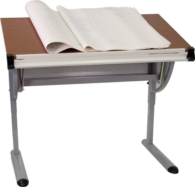Alt view image 9 of 11 - Flash Furniture NAN-JN-2433-GG Adjustable Drawing and Drafting Table with Pewter Metallic Frame