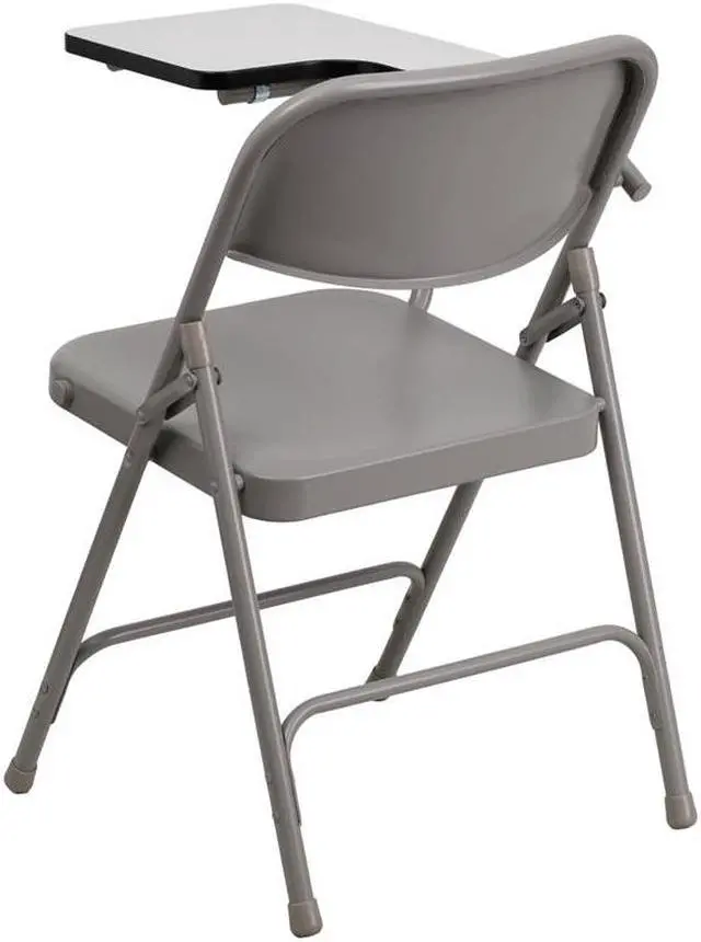 Alt view image 15 of 15 - Flash Furniture HF-309AST-RT-GG Premium Steel Folding Chair with Right Handed Tablet Arm, Beige/Gray