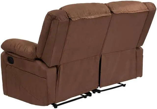 Alt view image 7 of 20 - Harmony Series Chocolate Brown Microfiber Loveseat with Two Built-In Recliners