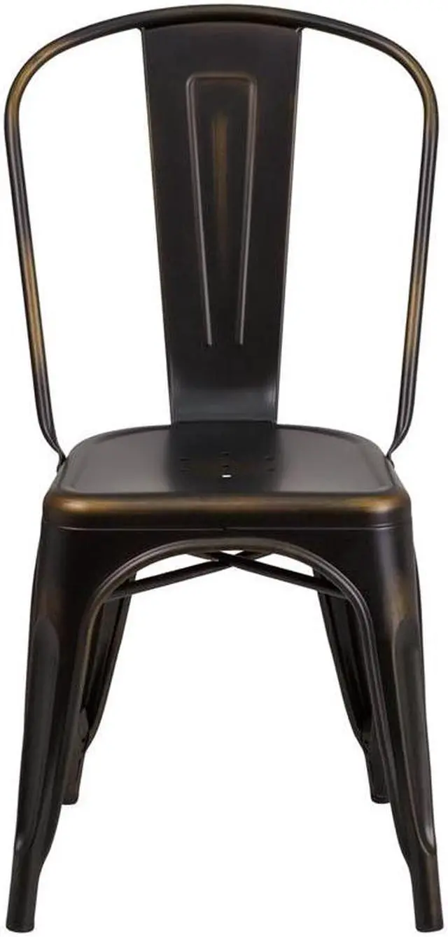 Alt view image 13 of 20 - Flash Furniture Distressed Metal Indoor Stackable Chair, Copper