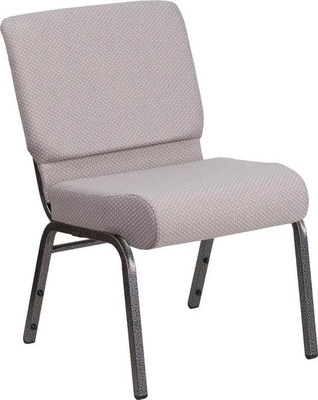 Main image of Flash Furniture Hercules Series 21'' Wide Gray Dot Fabric Stacking Church Chair with 4'' Thick Seat - Silver Vein Frame