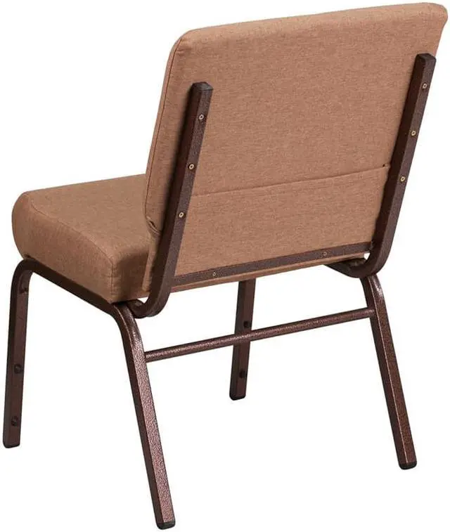 Alt view image 4 of 18 - Flash Furniture Hercules Series 21'' Extra Wide Brown Fabric Stacking Church Chair With 4'' Thick Seat - Copper Vein Frame