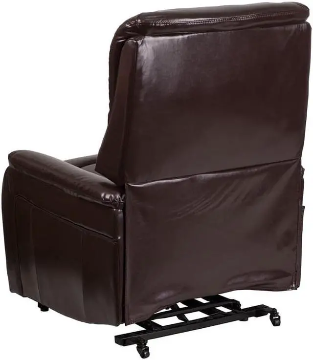 Alt view image 6 of 20 - HERCULES Series Brown LeatherSoft Remote Powered Lift Recliner