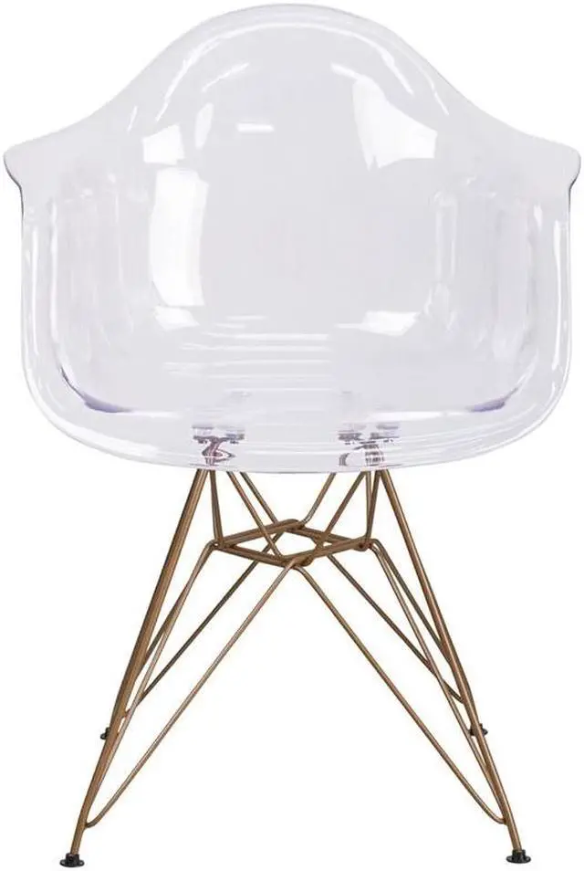 Alt view image 18 of 20 - Alonza Series Transparent Side Chair with Gold Base