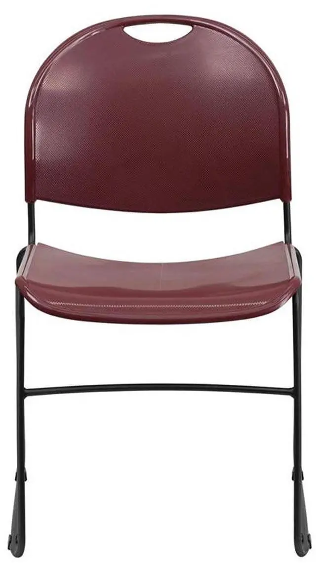 Alt view image 20 of 20 - HERCULES Series 880 lb. Capacity Burgundy Ultra-Compact Stack Chair with Black Powder Coated Frame