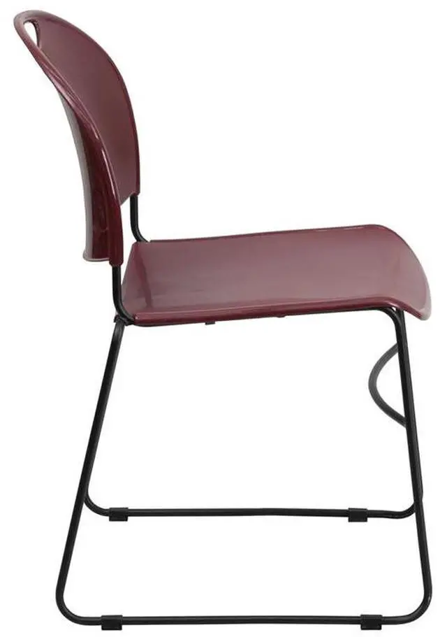 Alt view image 18 of 20 - HERCULES Series 880 lb. Capacity Burgundy Ultra-Compact Stack Chair with Black Powder Coated Frame
