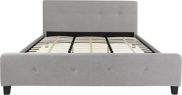 Alt view image 13 of 17 - Tribeca King Size Tufted Upholstered Platform Bed in Light Gray Fabric