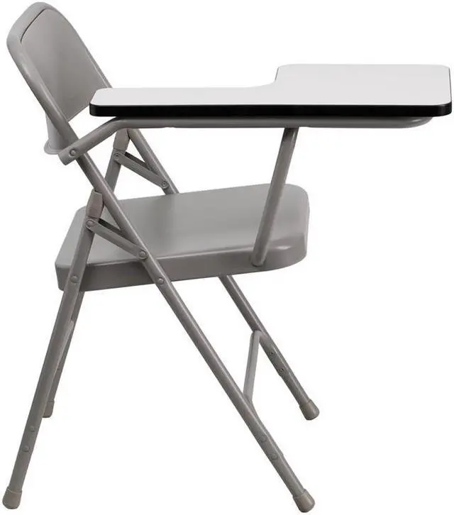 Alt view image 14 of 15 - Flash Furniture HF-309AST-RT-GG Premium Steel Folding Chair with Right Handed Tablet Arm, Beige/Gray