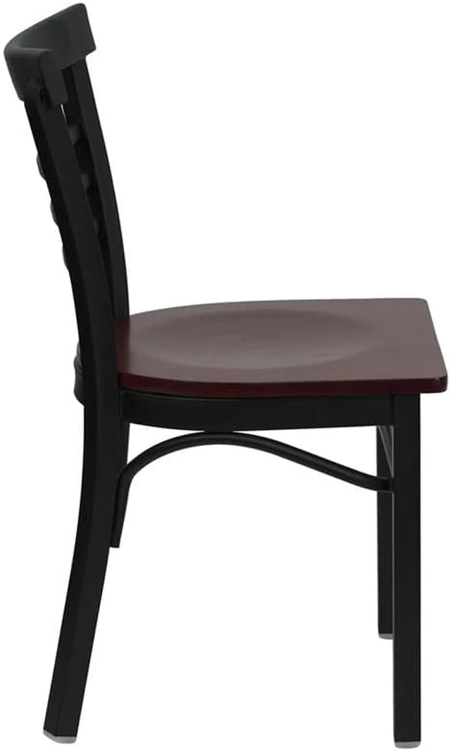 Alt view image 2 of 6 - Flash Furniture XU-DG6Q6B1LAD-MAHW-GG Hercules Series Black Ladder Back Metal Restaurant Chair with Mahogany Wood Seat