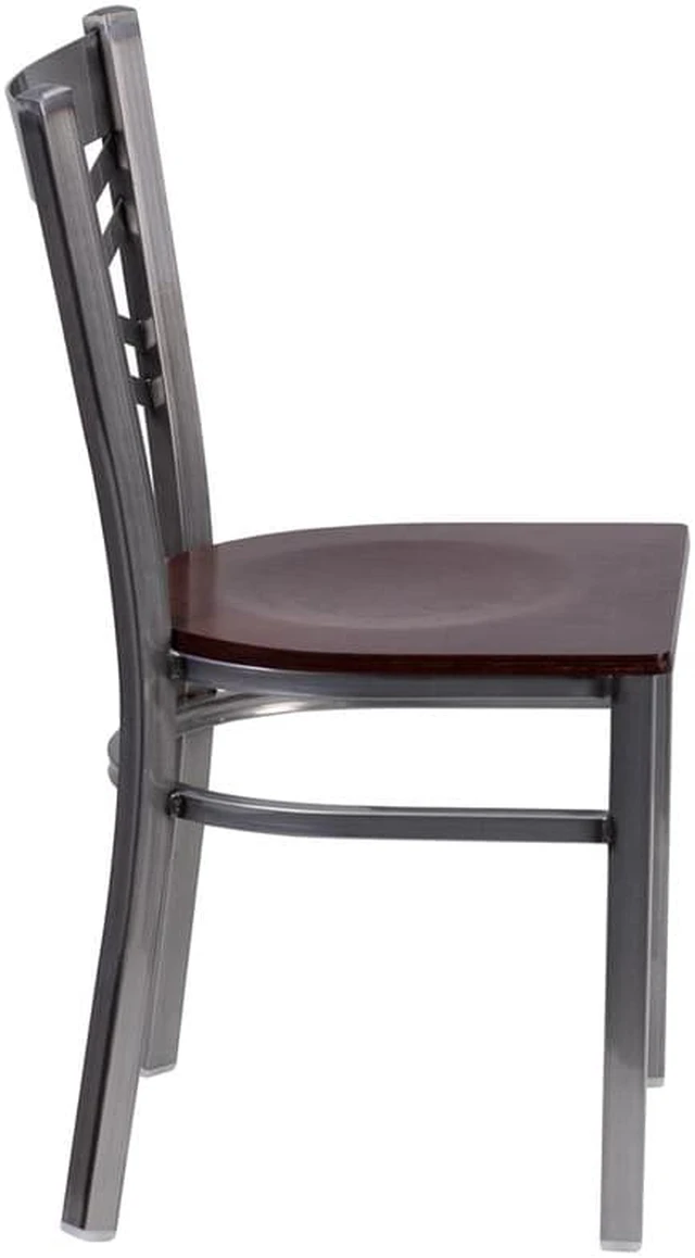 Alt view image 2 of 20 - Flash Furniture HERCULES Series Clear Coated ''X'' Back Metal Restaurant Chair - Walnut Wood Seat