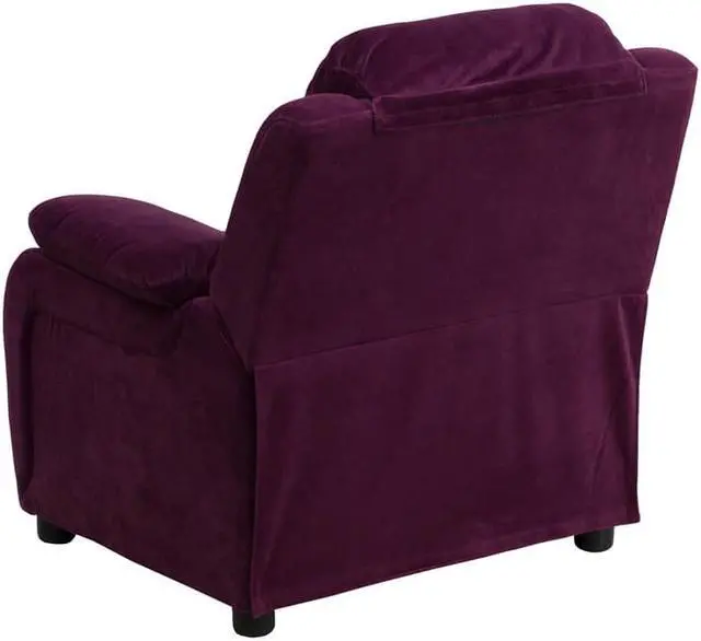 Alt view image 8 of 16 - Flash Furniture BT-7985-KID-MIC-PUR-GG Deluxe Heavily Padded Contemporary Purple Microfiber Kids Recliner with Storage Arms
