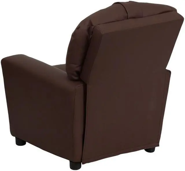 Alt view image 10 of 20 - Flash Furniture BT-7950-KID-BRN-LEA-GG Contemporary Brown Leather Kids Recliner with Cup Holder