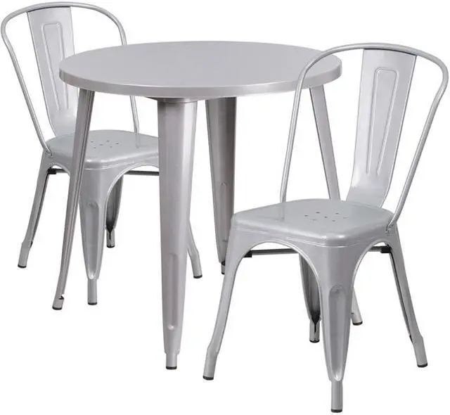 Alt view image 13 of 18 - Flash Furniture Baker Indoor-Outdoor 30" Round Table Set with 2 Cafe Chairs Red (CH519TH218CRED)