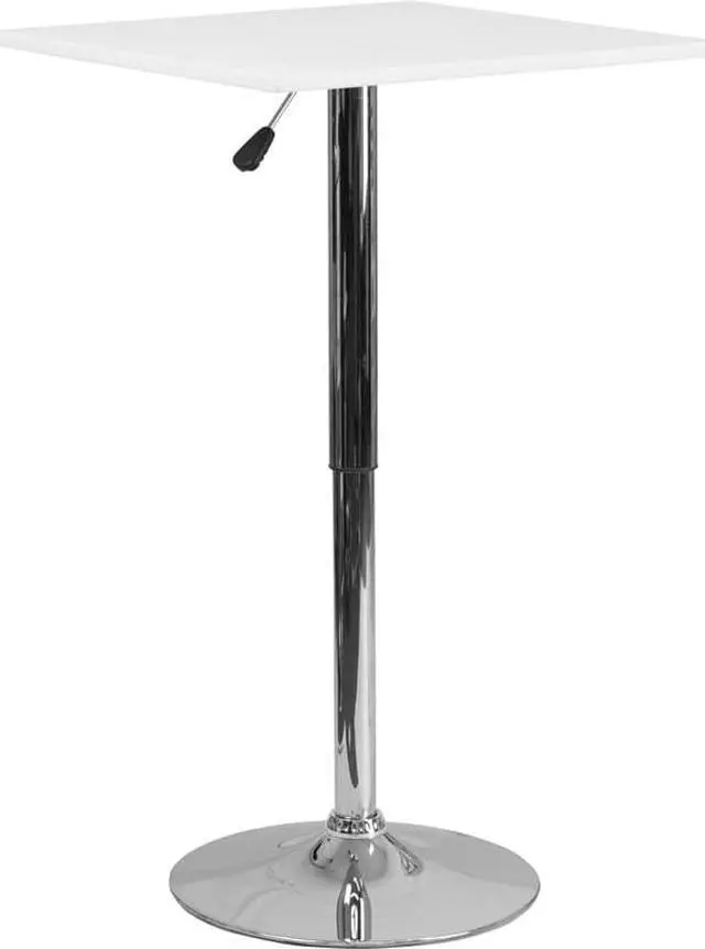 Alt view image 6 of 12 - 23.75'' Square Adjustable Height White Wood Table (Adjustable Range 33'' - 40.5'')