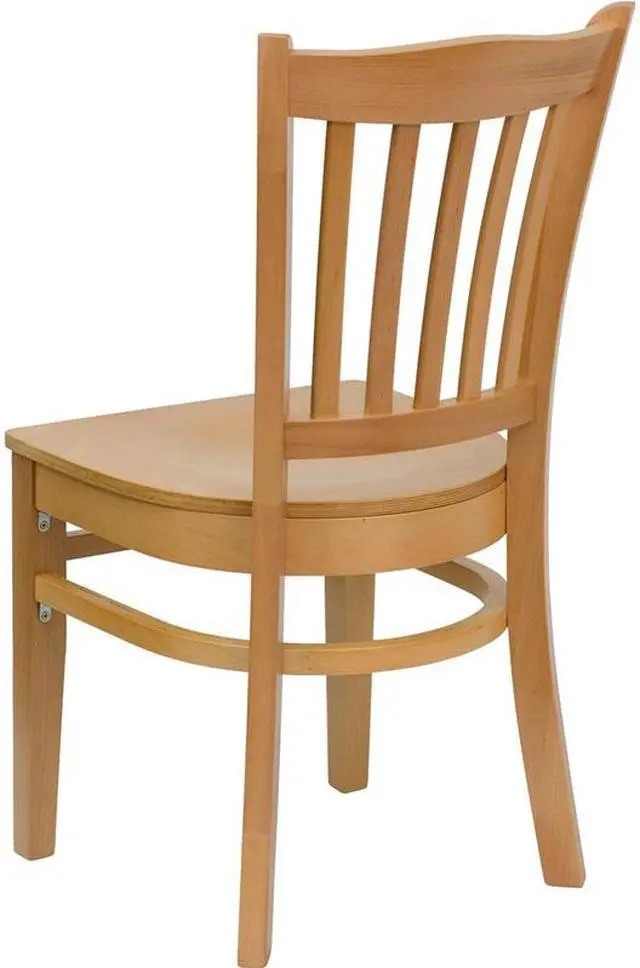 Alt view image 3 of 17 - Flash Furniture XU-DGW0008VRT-WAL-BLKV-GG Hercules Series Walnut Finished Vertical Slat Back Wooden Restaurant Chair with Black Vinyl Seat