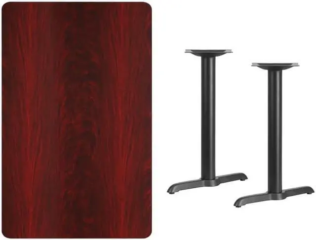 Alt view image 2 of 8 - Flash Furniture 30 by 48" Rectangular Mahogany Laminate Table Top with 5 by 22" Table Height Bases