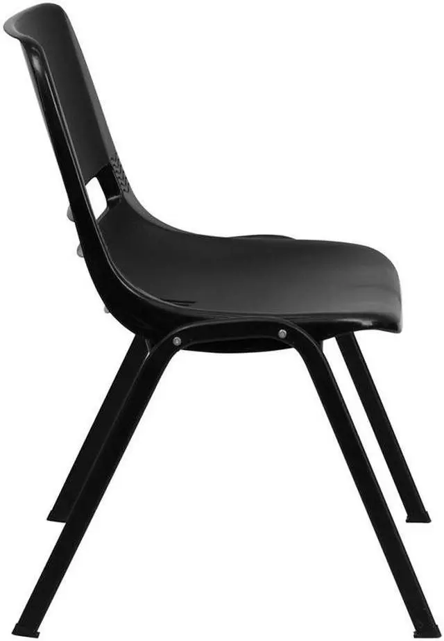Alt view image 8 of 19 - HERCULES Series 880 lb. Capacity Black Ergonomic Shell Stack Chair with Black Frame