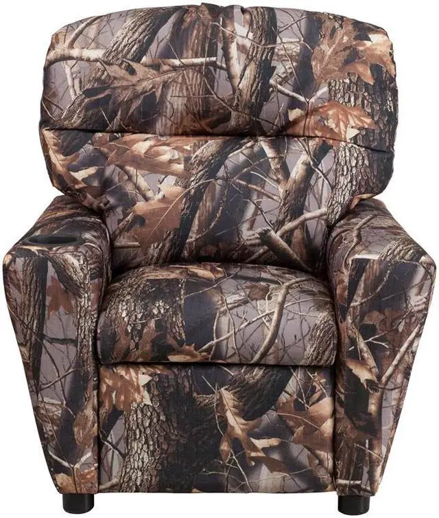 Alt view image 19 of 20 - Contemporary Camouflaged Fabric Kids Recliner with Cup Holder