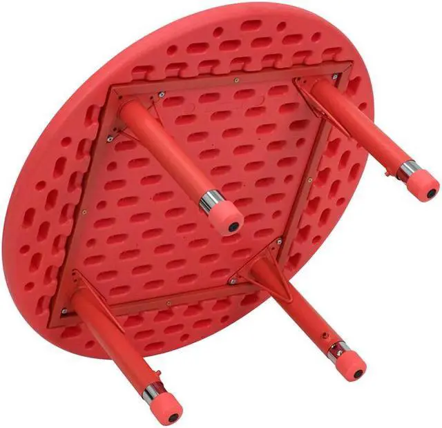 Alt view image 8 of 13 - 33'' Round Red Plastic Height Adjustable Activity Table
