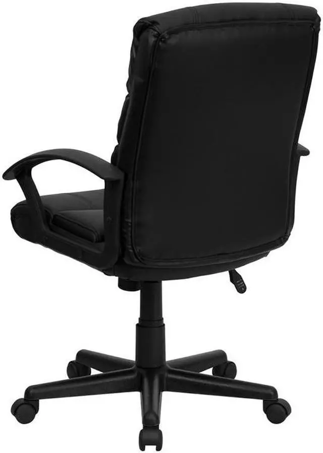 Alt view image 16 of 17 - Mid-Back Black LeatherSoft Swivel Task Office Chair with Arms