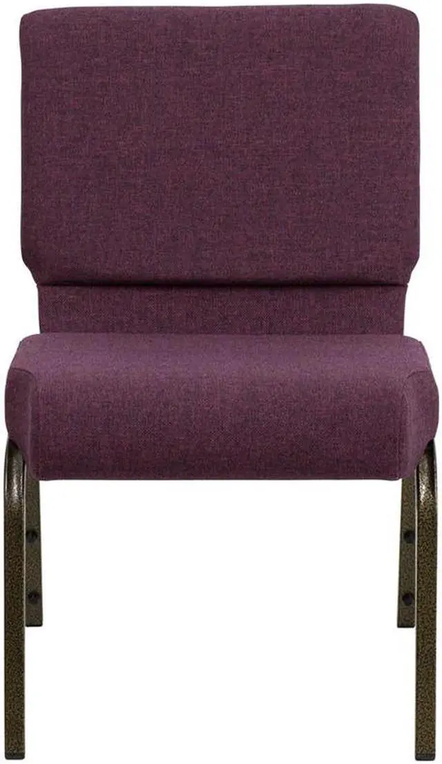 Alt view image 4 of 11 - Flash Furniture FD-CH0221-4-GV-005-GG Hercules Series 21-Inch Extra Wide Plum Stacking Church Chair with Gold Vein Frame