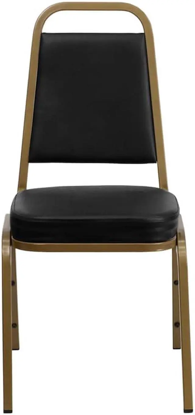 Alt view image 19 of 20 - HERCULES Series Trapezoidal Back Stacking Banquet Chair in Black Vinyl - Gold Frame
