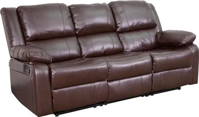 Alt view image 16 of 19 - Harmony Series Brown LeatherSoft Sofa with Two Built-In Recliners