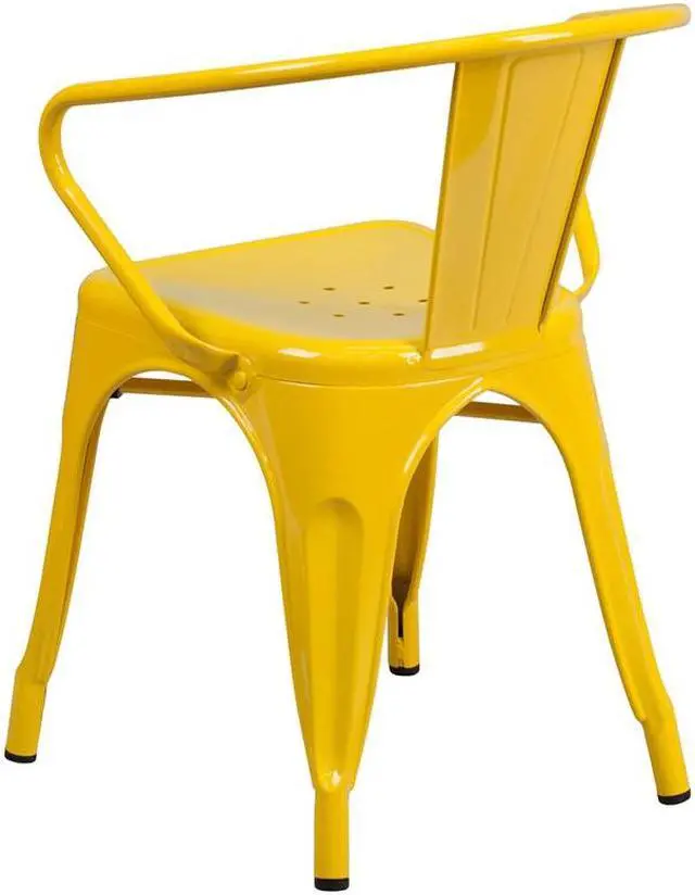 Alt view image 19 of 20 - Commercial Grade Yellow Metal Indoor-Outdoor Chair with Arms