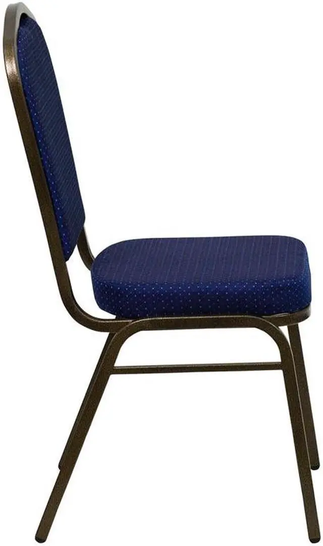 Alt view image 13 of 20 - HERCULES Series Crown Back Stacking Banquet Chair in Navy Blue Patterned Fabric - Gold Vein Frame