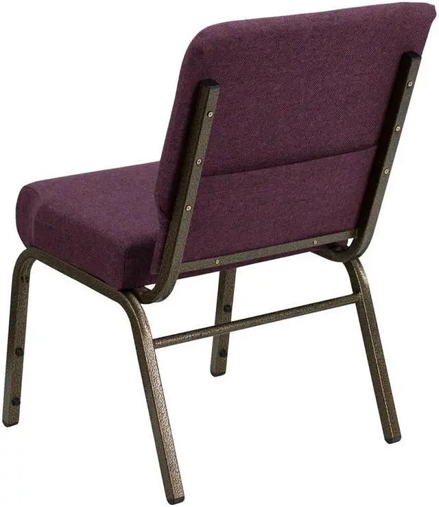 Alt view image 3 of 11 - Flash Furniture FD-CH0221-4-GV-005-GG Hercules Series 21-Inch Extra Wide Plum Stacking Church Chair with Gold Vein Frame