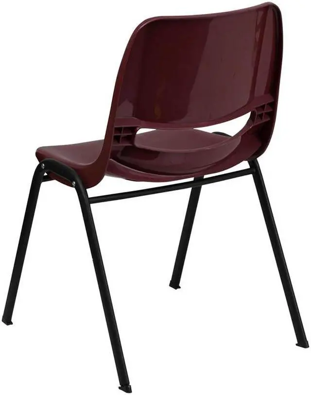 Alt view image 19 of 20 - HERCULES Series 880 lb. Capacity Burgundy Ergonomic Shell Stack Chair with Black Frame