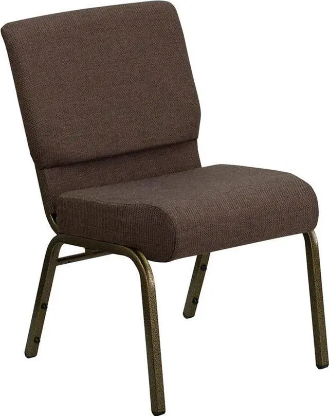 Alt view image 8 of 20 - Flash Furniture FD-CH0221-4-GV-S0819-GG Hercules Series 21-Inch Extra Wide Brown Stacking Church Chair with 4-Inch Thick Seat/Gold Vein Frame