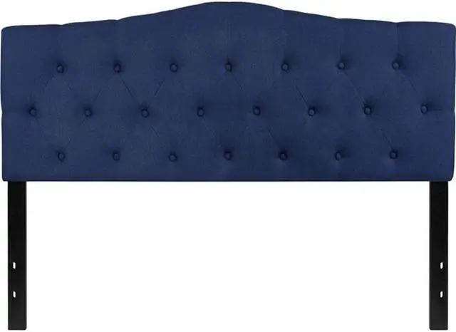 Alt view image 2 of 18 - Cambridge Tufted Upholstered Queen Size Headboard in Navy Fabric